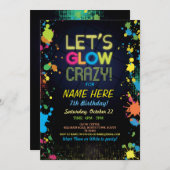 Laten we Glow Crazy verjaardag Neon verf uitnodigi Kaart (Voorkant / Achterkant)