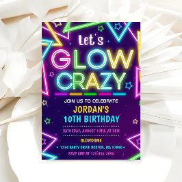 Laten we GLOW Gek Neon Kleurrijke Verjaardagsfeest Kaart