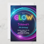 Laten we Glow Party verjaardagsuitnodiging Kaart (Voorkant)