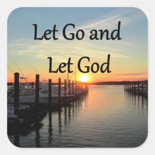 LATEN WE GOD SUNSET FOTO GAAN TOEN VIERKANTE STICKER