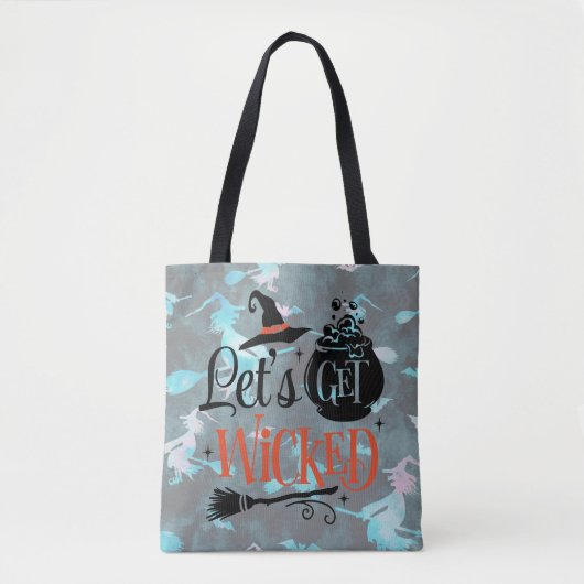 Laten we goddeloze heksen Pastel Rainbow Halloween Tote Bag (Voorkant)