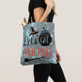 Laten we goddeloze heksen Pastel Rainbow Halloween Tote Bag (Dichtbij)