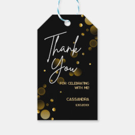 Laten we Gold Bokeh Gradient Black verjaardag vier Cadeaulabel