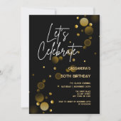 Laten we Gold Bokeh Gradient Black verjaardag vier Kaart (Voorkant)
