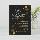 Laten we Gold Bokeh Gradient Black verjaardag vier Kaart (Staand voorkant)