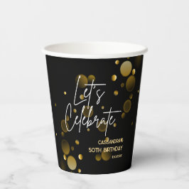 Laten we Gold Bokeh Gradient Black verjaardag vier Papieren Bekers