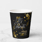 Laten we Gold Bokeh Gradient Black verjaardag vier Papieren Bekers (Voorkant)