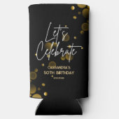 Laten we Gold Bokeh Gradient Black verjaardag vier Seltzer Blikjeskoeler (Achterkant)