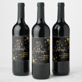 Laten we Gold Bokeh Gradient Black verjaardag vier Wijn Etiket (Flessen)