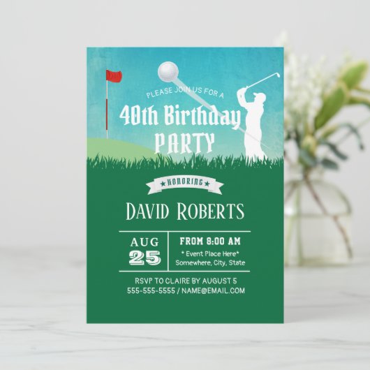 Laten we Golf in de openlucht spelen 40th Birthday Kaart (Staand voorkant)