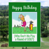 Laten we golf spelen. Happy Birthday Vrouw Golfer