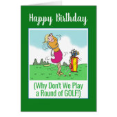 Laten we golf spelen. Happy Birthday Vrouw Golfer (Voorkant)