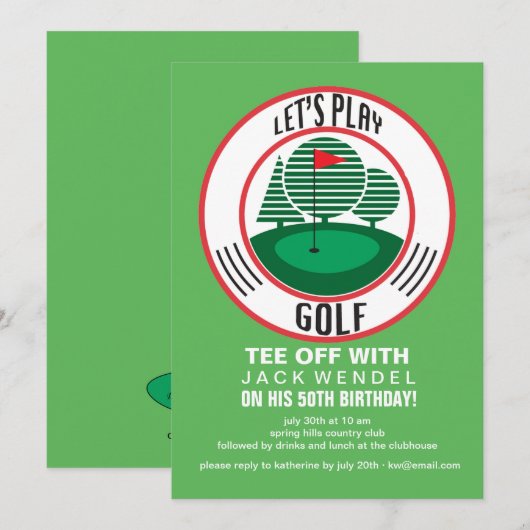 Laten we Golfuitnodiging afspelen Kaart (Voorkant / Achterkant)