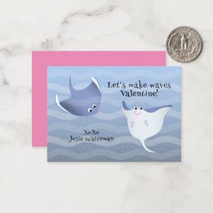 Laten we golven maken Kinderen Stingray Valentij Notitiekaartje