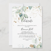 Laten we gouden eucalyptus kalligrafie feest viere kaart (Voorkant)