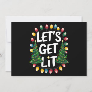 Laten we Grappige Kerst Drinkende Kerstmis Verlich Feestdagenkaart