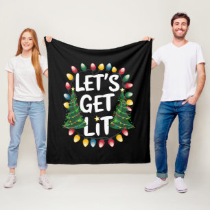Laten we Grappige Kerstmis Drinken Kerst Lichtjes Fleece Deken