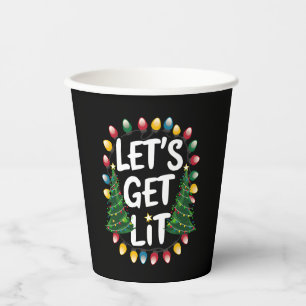 Laten we Grappige Kerstmis Drinkende Kerstlichten  Papieren Bekers