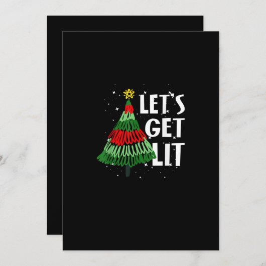 Laten we grappige Kerstmis-drinkende mannen en vro Feestdagenkaart (Voorkant / Achterkant)