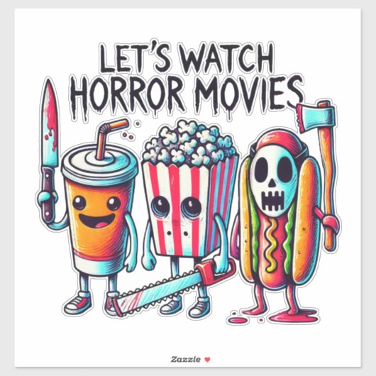 Laten we Griezelfilms Kijken – Killer Snack Squad Sticker (Vel)