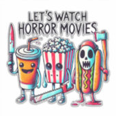 Laten we Griezelfilms Kijken – Killer Snack Squad Sticker (Voorkant)