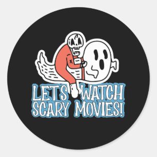 Laten we Griezelfilms Schreeuwen Horror bekijken Ronde Sticker