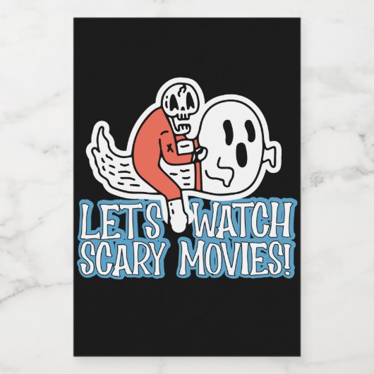 Laten we Griezelfilms Schreeuwen Horror Kijken Wijn Etiket (Enkel label)