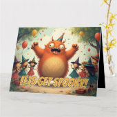 Laten we griezelig doen – Leuke monsterfeestpret Kaart (Gele Bloem)