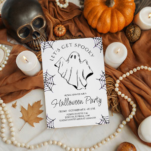 Laten we griezelig Geest Spinnenweb Halloween Uitn Kaart