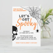 Laten we griezelig Halloween feestje wit maken Kaart (Staand voorkant)