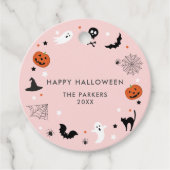 Laten we griezelig Halloween Party Roze krijgen Bedankjes Labels (Voorkant)