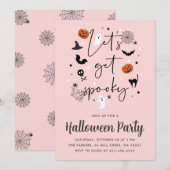 Laten we griezelig Halloween Party Roze krijgen Kaart (Voorkant / Achterkant)