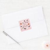 Laten we griezelig Halloween Party Roze krijgen Vierkante Sticker (Envelop)