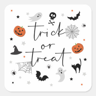 Laten we griezelig Halloween Party wit 2 Vierkante Sticker