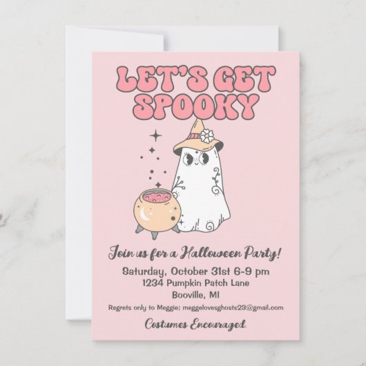 Laten we griezelig Schattige Groovy Halloween Part Kaart (Voorkant)