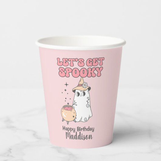 Laten we griezelig Schattige Groovy Halloween Verj Papieren Bekers (Achterkant)
