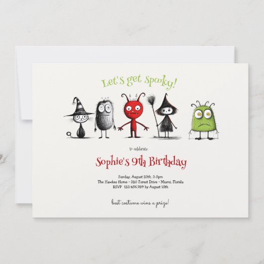 Laten we griezelig worden! Creepy monsters kindere Kaart (Voorkant)