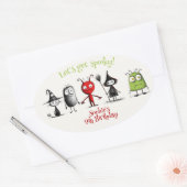 Laten we griezelig worden! Creepy monsters kindere Ovale Sticker (Envelop)