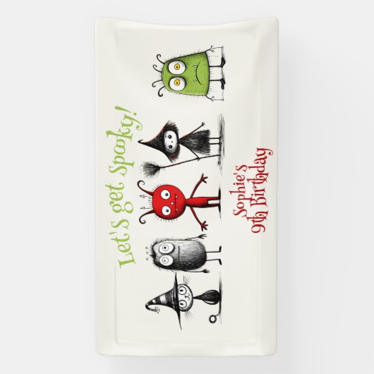 Laten we griezelig worden! Creepy monsters kindere Spandoek (Verticaal)