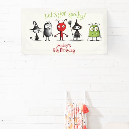 Laten we griezelig worden! Creepy monsters kindere Spandoek (Insitu)