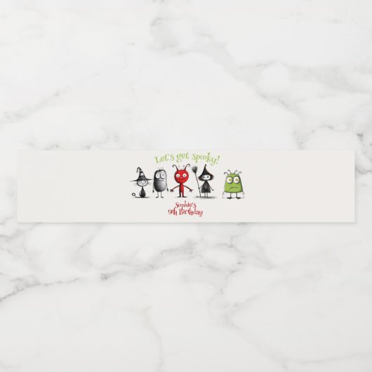 Laten we griezelig worden! Creepy monsters kindere Waterfles Etiket (Enkel label)