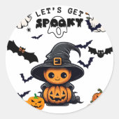 Laten we griezelig worden, Halloween pompoen Ronde Sticker (Voorkant)