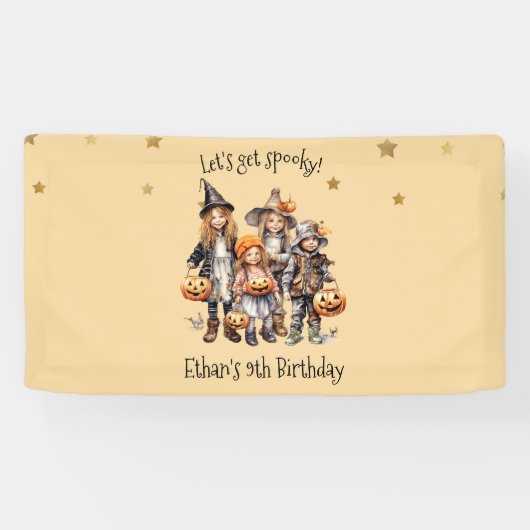 Laten we griezelig worden! Kostuum kinderen verjaa Spandoek (Horizontaal)