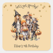 Laten we griezelig worden! Kostuum kinderen verjaa Vierkante Sticker (Voorkant)