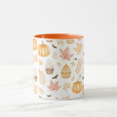 Laten we griezelig worden met pompoenen, bladeren mok (Midden)