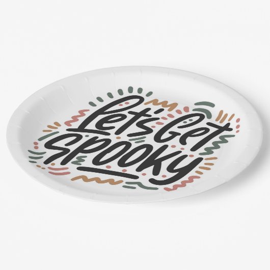 Laten we griezelig worden! papieren bordje (Gekanteld)