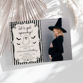 Laten we griezelig zwart geruit Halloween babyfees Kaart