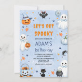 Laten we griezelige Halloween 1e Boo-dag Verjaarda Kaart (Voorkant)