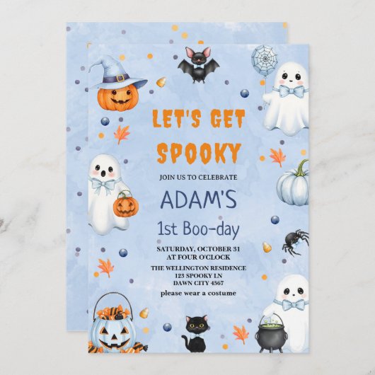 Laten we griezelige Halloween 1e Boo-dag Verjaarda Kaart (Voorkant / Achterkant)