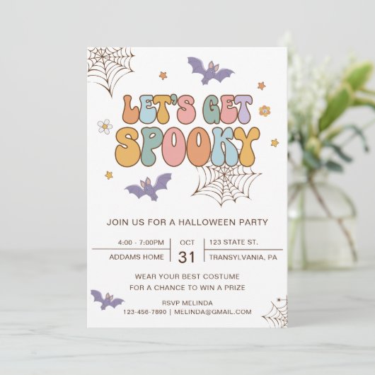 Laten we griezelige Halloween feestuitnodiging kri Kaart (Staand voorkant)